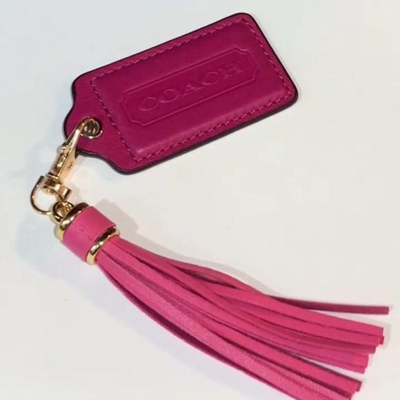 Coach Fuchsia Pink Leather Hang Tag Bag & Unbranded Tassel Large Tag